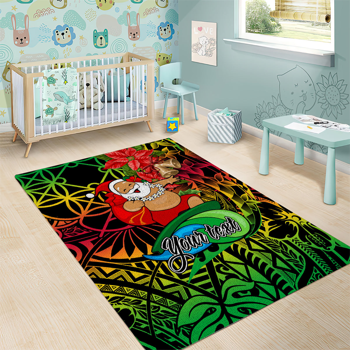 Personalised Vanuatu Joyeux Noel Area Rug Christmas Santas God Yumi LT9 - Polynesian Pride