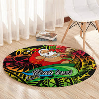 Personalised Vanuatu Joyeux Noel Round Carpet Christmas Santas God Yumi LT9 - Polynesian Pride