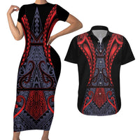 Custom New Zealand Couples Matching Short Sleeve Bodycon Dress and Hawaiian Shirt Maori Kiwiana Pattern Tukutuku Motif