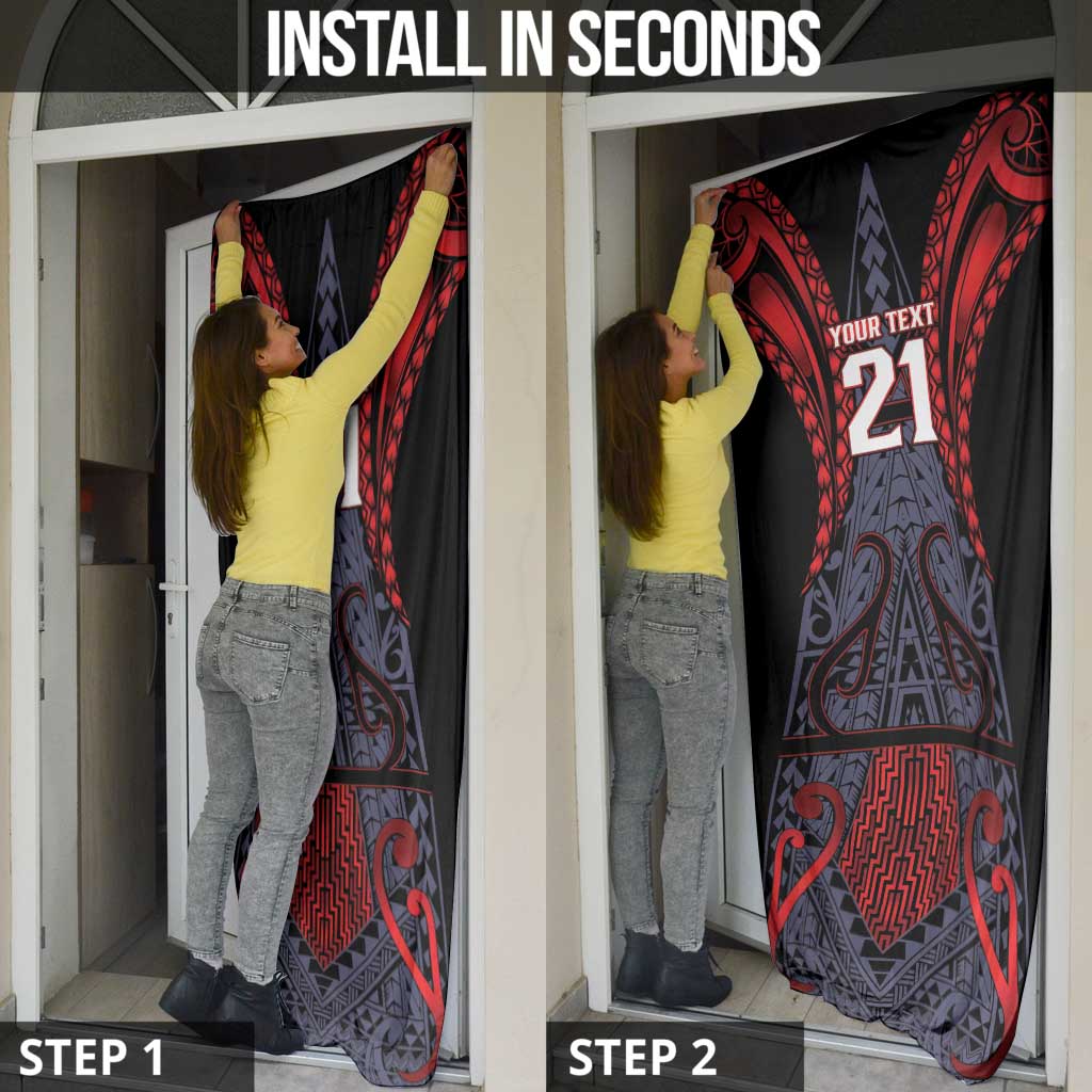 Custom New Zealand Door Cover Maori Kiwiana Pattern Tukutuku Motif