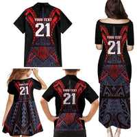 Custom New Zealand Family Matching Puletasi and Hawaiian Shirt Maori Kiwiana Pattern Tukutuku Motif