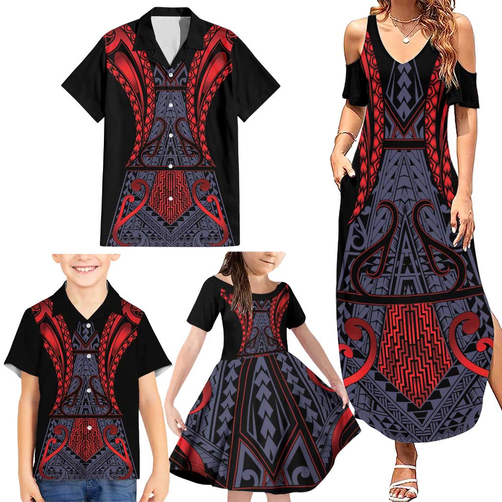 Custom New Zealand Family Matching Summer Maxi Dress and Hawaiian Shirt Maori Kiwiana Pattern Tukutuku Motif LT9 - Polynesian Pride