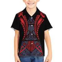 Custom New Zealand Family Matching Summer Maxi Dress and Hawaiian Shirt Maori Kiwiana Pattern Tukutuku Motif LT9 Son's Shirt Red - Polynesian Pride