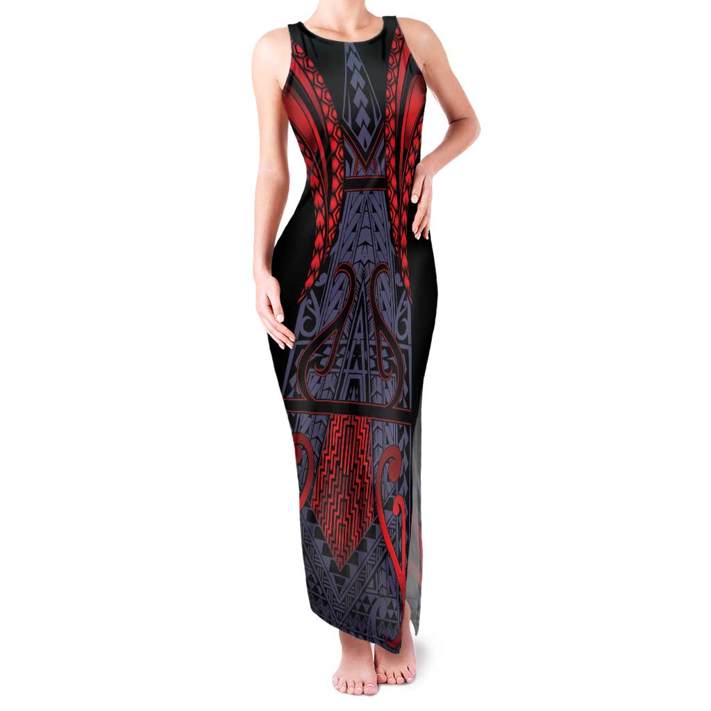 Custom New Zealand Family Matching Tank Maxi Dress and Hawaiian Shirt Maori Kiwiana Pattern Tukutuku Motif
