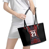 Custom New Zealand Leather Tote Bag Maori Kiwiana Pattern Tukutuku Motif LT9 - Polynesian Pride