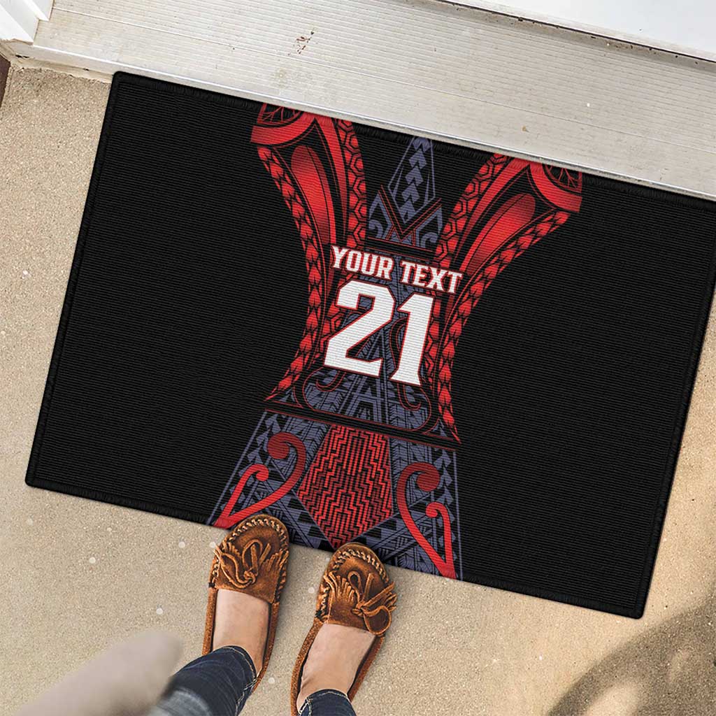 Custom New Zealand Rubber Doormat Maori Kiwiana Pattern Tukutuku Motif