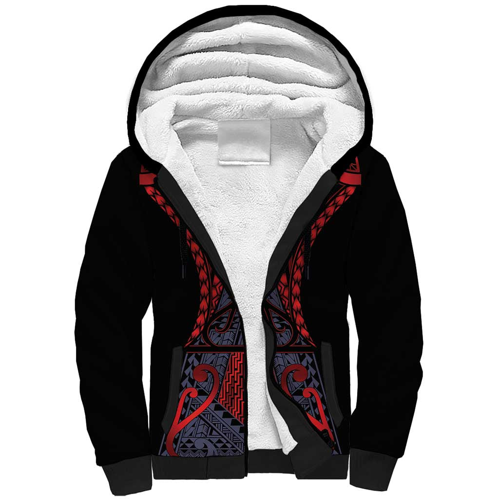 Custom New Zealand Sherpa Hoodie Maori Kiwiana Pattern Tukutuku Motif