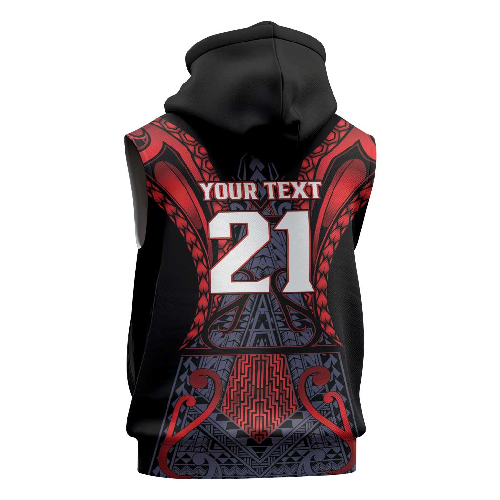 Custom New Zealand Sleeveless Zip Hoodie Maori Kiwiana Pattern Tukutuku Motif LT9 - Polynesian Pride