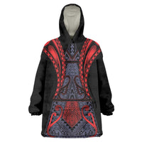Custom New Zealand Wearable Blanket Hoodie Maori Kiwiana Pattern Tukutuku Motif LT9 One Size Red - Polynesian Pride