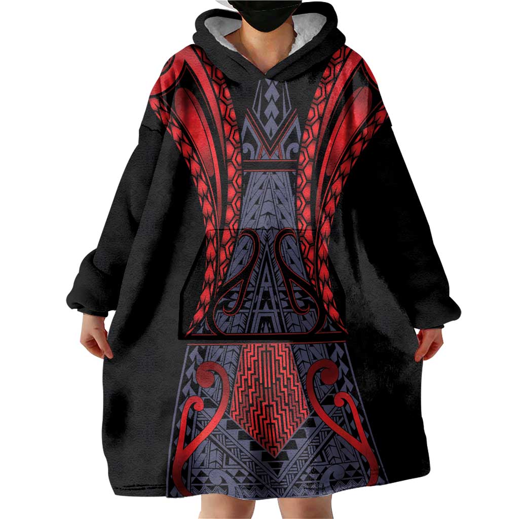 Custom New Zealand Wearable Blanket Hoodie Maori Kiwiana Pattern Tukutuku Motif LT9 - Polynesian Pride