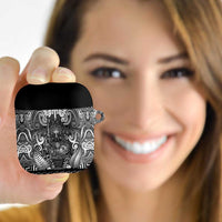 New Zealand Taiaha Maori AirPods Case Kiwikiwi Minimalist Silver Fern Tukutuku Motif