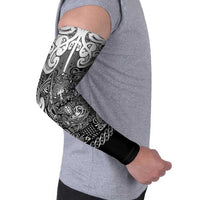 Custom New Zealand Taiaha Maori Arm Sleeves Kiwikiwi Minimalist Silver Fern Tukutuku Motif LT9 - Polynesian Pride