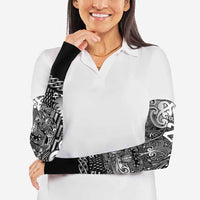 Custom New Zealand Taiaha Maori Arm Sleeves Kiwikiwi Minimalist Silver Fern Tukutuku Motif LT9 - Polynesian Pride