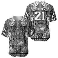 Custom New Zealand Taiaha Maori Baseball Jersey Kiwikiwi Minimalist Silver Fern Tukutuku Motif