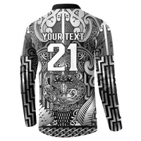 Custom New Zealand Taiaha Maori Button Sweatshirt Kiwikiwi Minimalist Silver Fern Tukutuku Motif