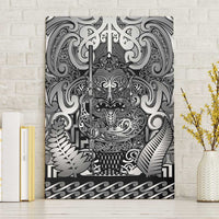 New Zealand Taiaha Maori Canvas Wall Art Kiwikiwi Minimalist Silver Fern Tukutuku Motif