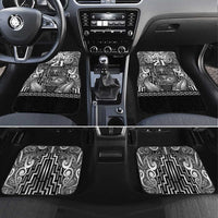 Custom New Zealand Taiaha Maori Car Mats Kiwikiwi Minimalist Silver Fern Tukutuku Motif