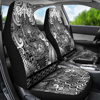New Zealand Taiaha Maori Car Seat Cover Kiwikiwi Minimalist Silver Fern Tukutuku Motif