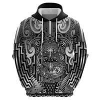 Custom New Zealand Taiaha Maori Hoodie Kiwikiwi Minimalist Silver Fern Tukutuku Motif
