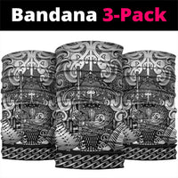 New Zealand Taiaha Maori Neck Gaiter Kiwikiwi Minimalist Silver Fern Tukutuku Motif LT9 package One Size: 25*50cm White - Polynesian Pride