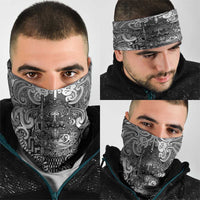 New Zealand Taiaha Maori Neck Gaiter Kiwikiwi Minimalist Silver Fern Tukutuku Motif LT9 - Polynesian Pride