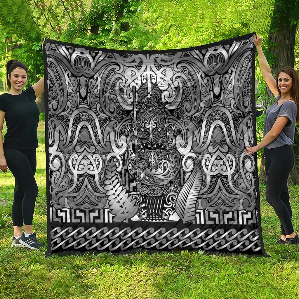 New Zealand Taiaha Maori Quilt Kiwikiwi Minimalist Silver Fern Tukutuku Motif