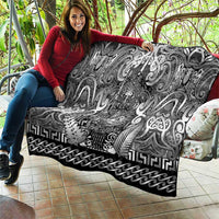 New Zealand Taiaha Maori Quilt Kiwikiwi Minimalist Silver Fern Tukutuku Motif