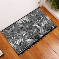 New Zealand Taiaha Maori Rubber Doormat Kiwikiwi Minimalist Silver Fern Tukutuku Motif LT9 - Polynesian Pride