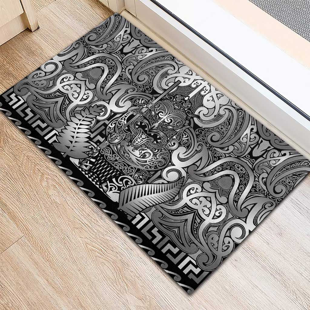 New Zealand Taiaha Maori Rubber Doormat Kiwikiwi Minimalist Silver Fern Tukutuku Motif LT9 - Polynesian Pride