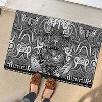 New Zealand Taiaha Maori Rubber Doormat Kiwikiwi Minimalist Silver Fern Tukutuku Motif LT9 - Polynesian Pride