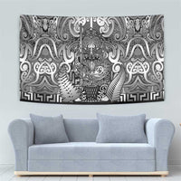 New Zealand Taiaha Maori Tapestry Kiwikiwi Minimalist Silver Fern Tukutuku Motif