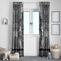 New Zealand Taiaha Maori Window Curtain Kiwikiwi Minimalist Silver Fern Tukutuku Motif