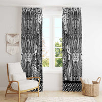 New Zealand Taiaha Maori Window Curtain Kiwikiwi Minimalist Silver Fern Tukutuku Motif