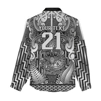 Custom New Zealand Taiaha Maori Women Casual Shirt Kiwikiwi Minimalist Silver Fern Tukutuku Motif