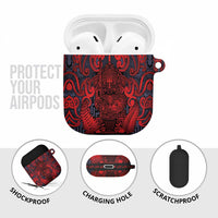 New Zealand Taiaha Maori AirPods Case Whero Minimalist Silver Fern Tukutuku Motif