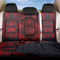 New Zealand Taiaha Maori Back Car Seat Cover Whero Minimalist Silver Fern Tukutuku Motif