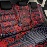 New Zealand Taiaha Maori Back Car Seat Cover Whero Minimalist Silver Fern Tukutuku Motif