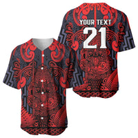 Custom New Zealand Taiaha Maori Baseball Jersey Whero Minimalist Silver Fern Tukutuku Motif