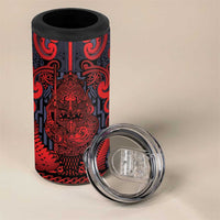 Custom New Zealand Taiaha Maori 4 in 1 Can Cooler Tumbler Whero Minimalist Silver Fern Tukutuku Motif