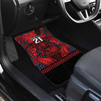 Custom New Zealand Taiaha Maori Car Mats Whero Minimalist Silver Fern Tukutuku Motif