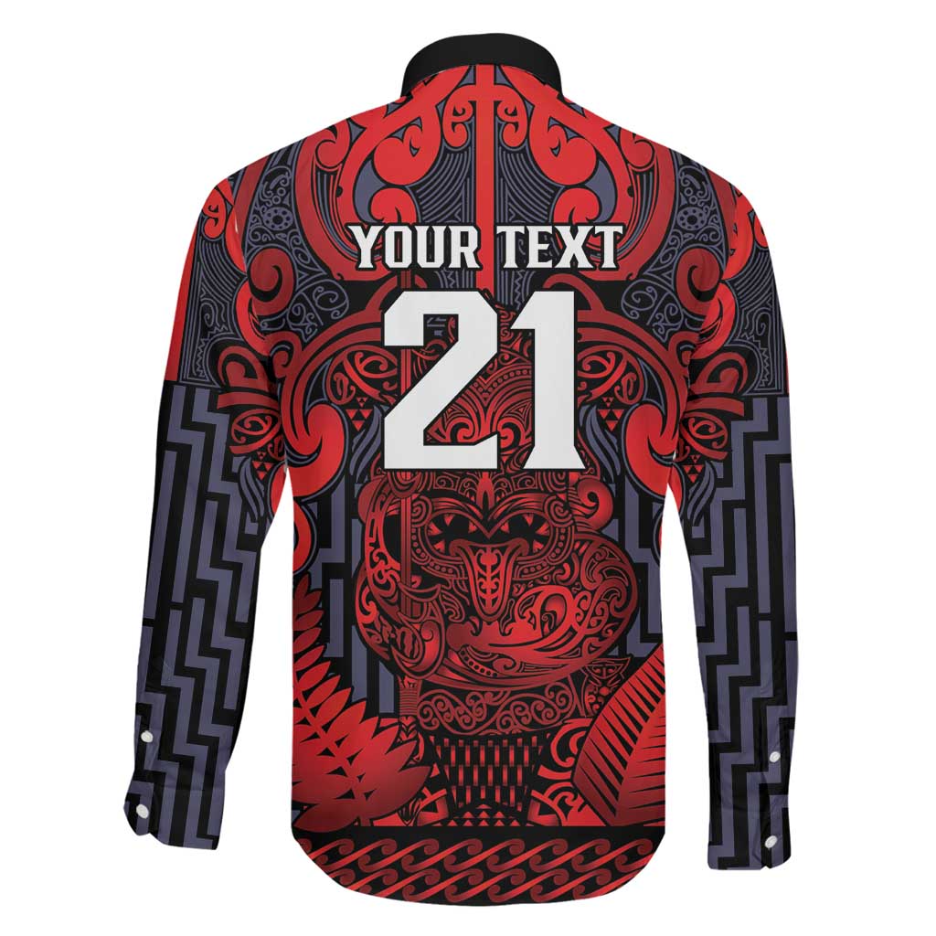 Custom New Zealand Taiaha Maori Family Matching Long Sleeve Bodycon Dress and Hawaiian Shirt Whero Minimalist Silver Fern Tukutuku Motif