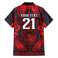 Custom New Zealand Taiaha Maori Family Matching Short Sleeve Bodycon Dress and Hawaiian Shirt Whero Minimalist Silver Fern Tukutuku Motif