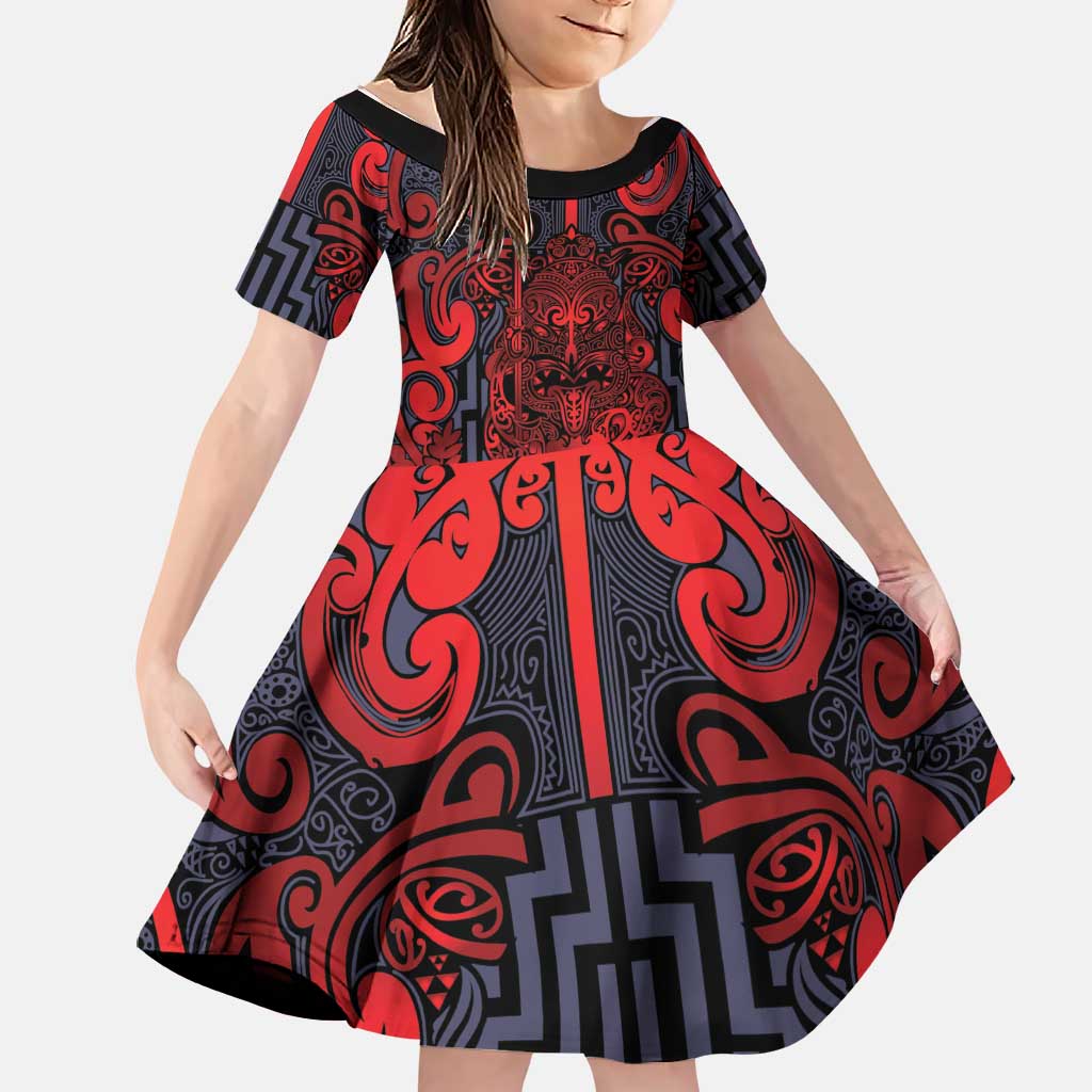 Custom New Zealand Taiaha Maori Family Matching Summer Maxi Dress and Hawaiian Shirt Whero Minimalist Silver Fern Tukutuku Motif