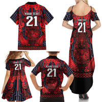 Custom New Zealand Taiaha Maori Family Matching Summer Maxi Dress and Hawaiian Shirt Whero Minimalist Silver Fern Tukutuku Motif