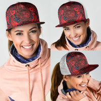 New Zealand Taiaha Maori Mesh Trucker Cap Whero Minimalist Silver Fern Tukutuku Motif