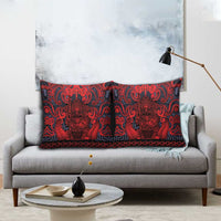 New Zealand Taiaha Maori Pillow Cover Whero Minimalist Silver Fern Tukutuku Motif