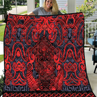 New Zealand Taiaha Maori Quilt Whero Minimalist Silver Fern Tukutuku Motif