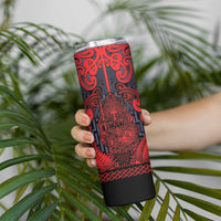 Custom New Zealand Taiaha Maori Skinny Tumbler Whero Minimalist Silver Fern Tukutuku Motif LT9 - Polynesian Pride