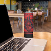 Custom New Zealand Taiaha Maori Skinny Tumbler Whero Minimalist Silver Fern Tukutuku Motif LT9 - Polynesian Pride