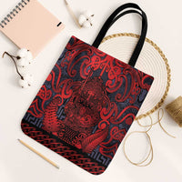 New Zealand Taiaha Maori Tote Bag Whero Minimalist Silver Fern Tukutuku Motif